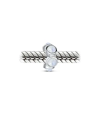 Bling Jewelry Glass Opalite Spacer Charm Bead .925 Sterling Silver Fits European Bracelet