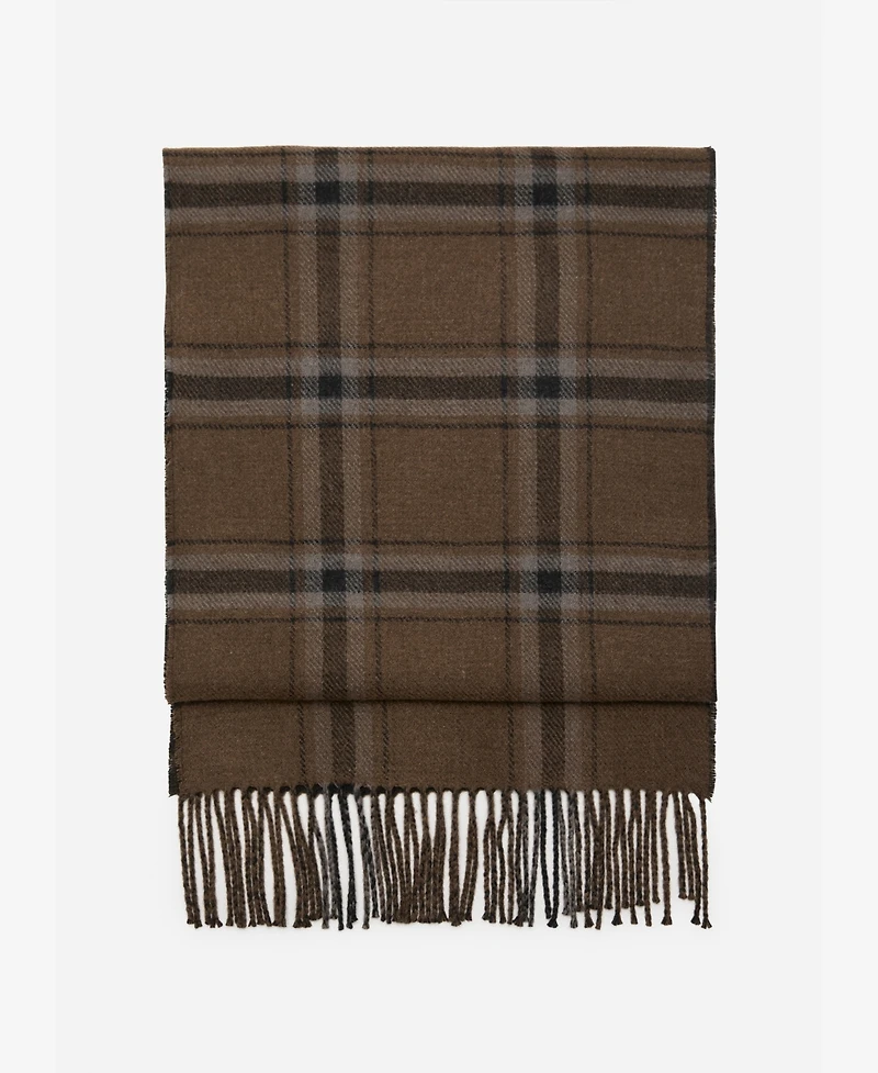 Mango Men's Check Fringed Scarf