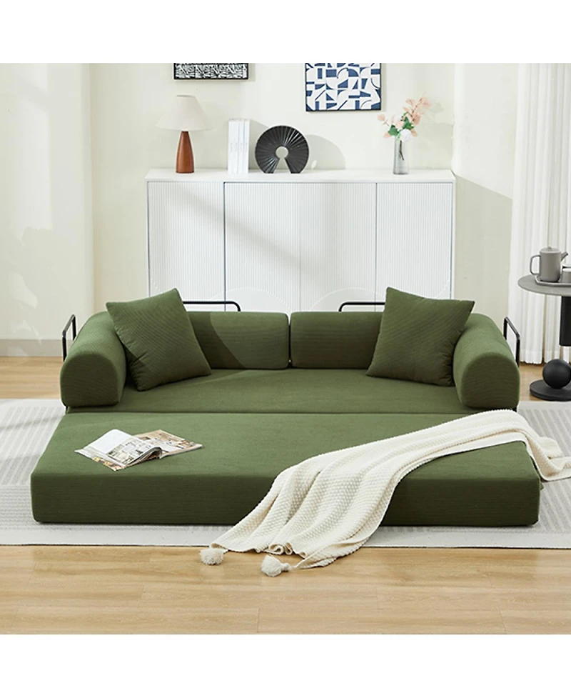 Streamdale Furniture Folding Sofa Bed, 78.5" Convertible Couch with 2 Pillows, Fold Out Mattress