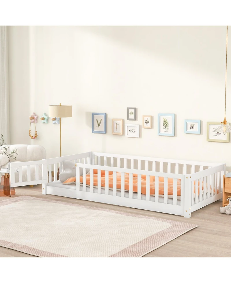 Streamdale Furniture Twin Floor Bed with Fence & Door