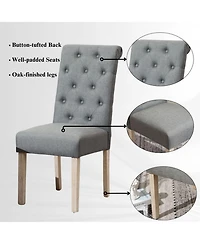 Streamdale Furniture Banff 5-piece Dining Set, Cross-Buck Round Table with 4 Tufted Chairs, Gray