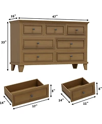 gaomon 7-Drawer Dresser for Bedroom, 47" Wide Wooden Chest with Deep Drawers, Dresser Tv Stand