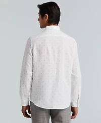 Perry Ellis Men's Untuck Geo Dot Print Spread Collar Long-Sleeve Shirt