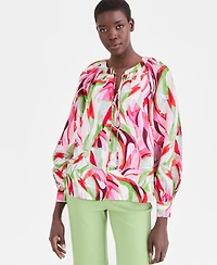 I.n.c. International Concepts Women's Long Sleeve Linen-Blend Blouse, Macy's Exclusive