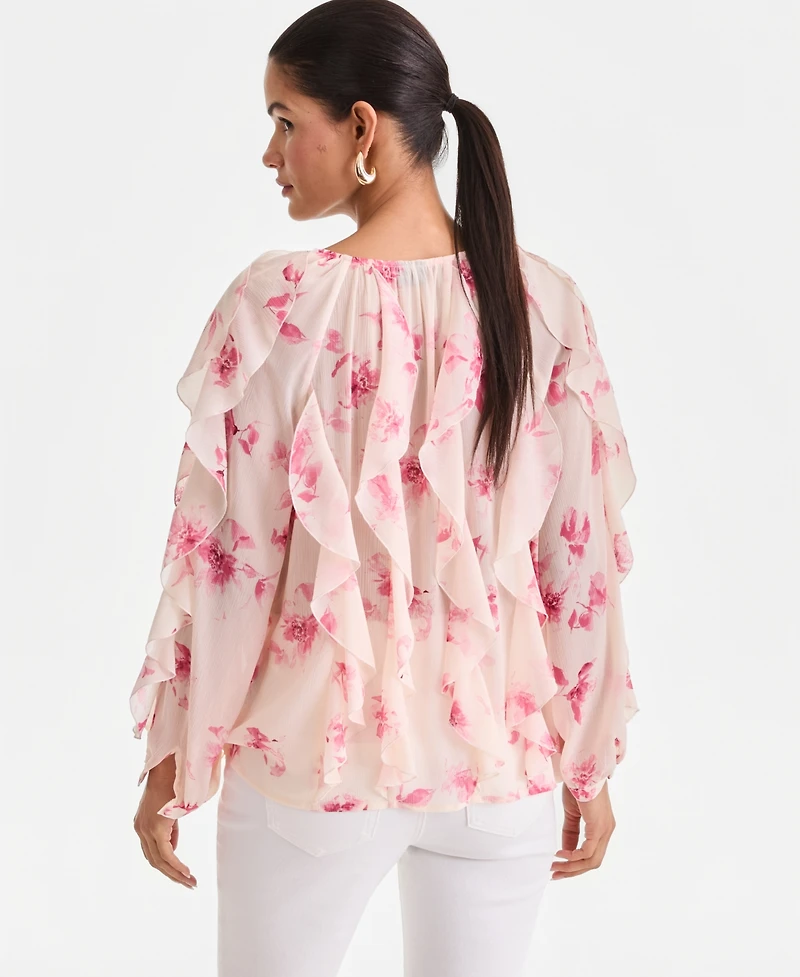 I.n.c. International Concepts Women's Long-Sleeve Ruffled Blouse, Macy's Exclusive