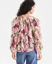 I.n.c. International Concepts Women's Long-Sleeve Ruffled Blouse, Macy's Exclusive