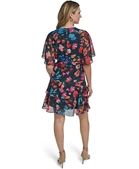 Jessica Howard Petite Jewel Neck Double-Tiered Dress