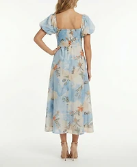 Taylor Women's Pleated Square Neck Empire Waist Dress