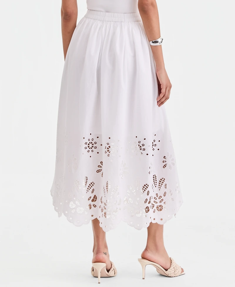I.n.c. International Concepts Women's Cotton Eyelet Lace Midi Skirt, Macy's Exclusive