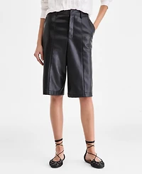 I.n.c. International Concepts Women's Faux Leather Bermuda Shorts