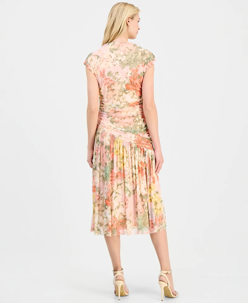 Robbie Bee Women's Asymmetrical-Waist Cowl-Neck Dress