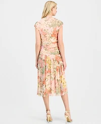 Robbie Bee Women's Asymmetrical-Waist Cowl-Neck Dress