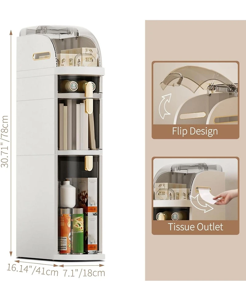 gaomon “Slim 3-Tier Bathroom Storage Cabinet with Drawers & Wheels”