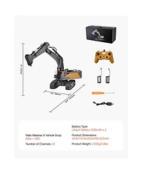 Slickblue Remote Control Excavator Toy, 11 Channel, 1:14 Scale Remote Control Digger Toy, Rc Excavator with Lights & Sound