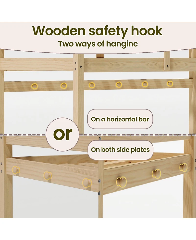 Streamdale Furniture Low Loft Bed with Led Lighting, Solid Wood