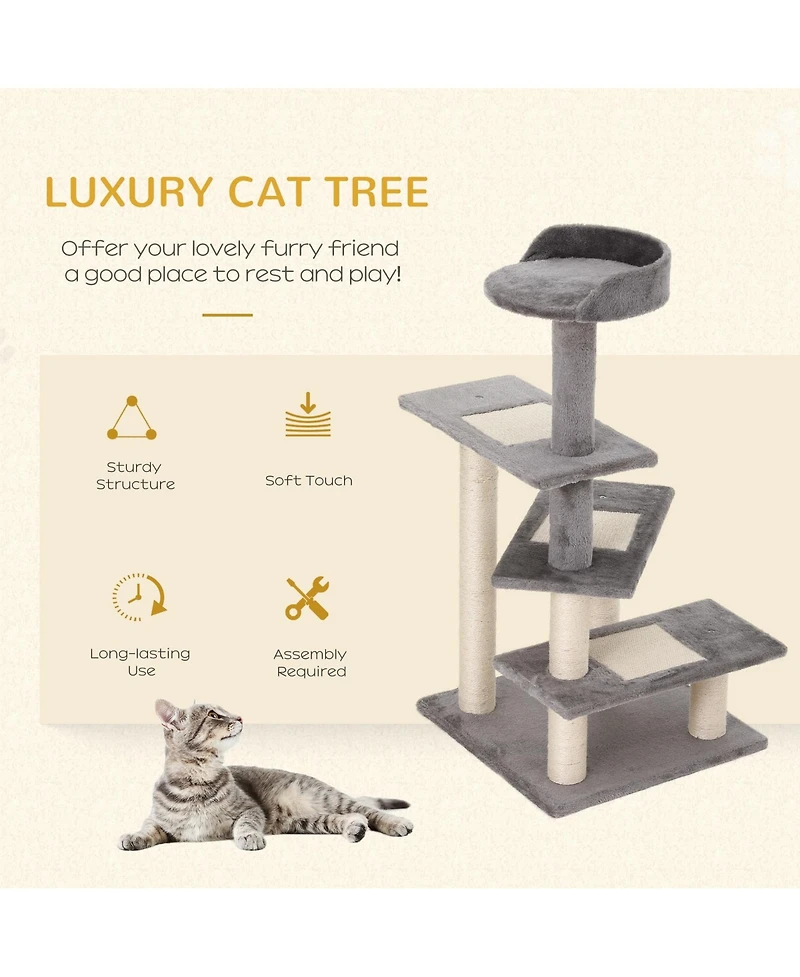 Zeus & Ruta Gray 40" 5-Level Revolving Stair Cat Tree Scratcher