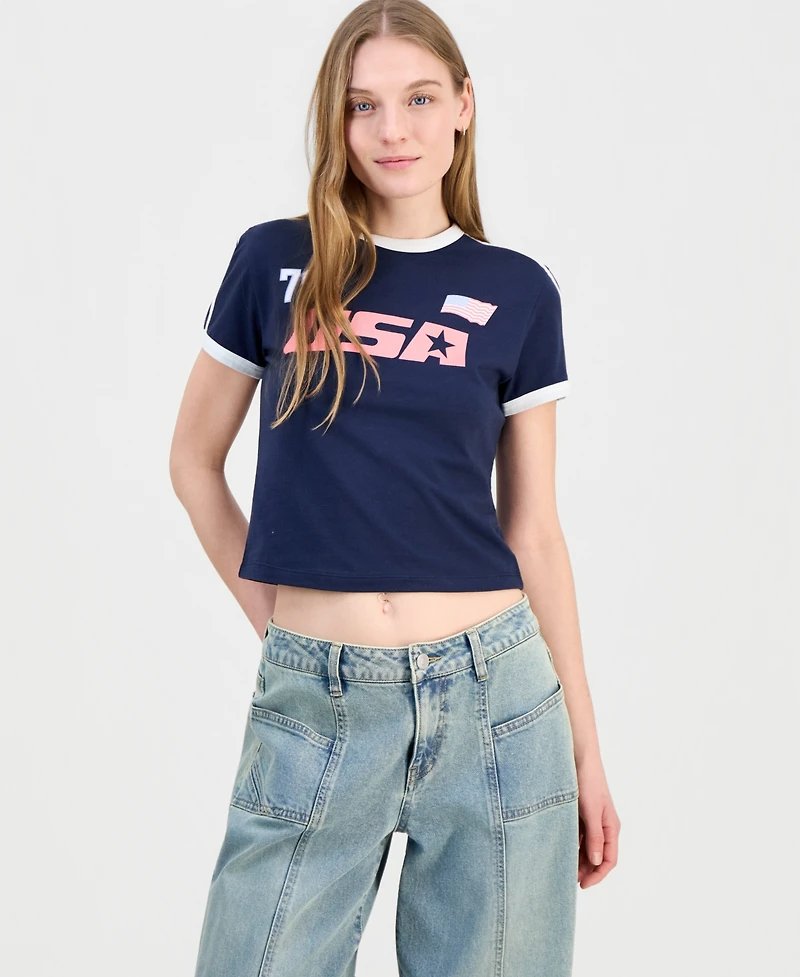 Grayson Threads, The Label Juniors' Usa Graphic Ringer T-Shirt