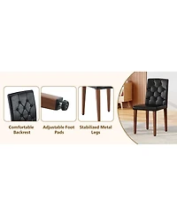 Streamdale Elegant Pu Dining Chair with Ergonomic Buckle Backrest