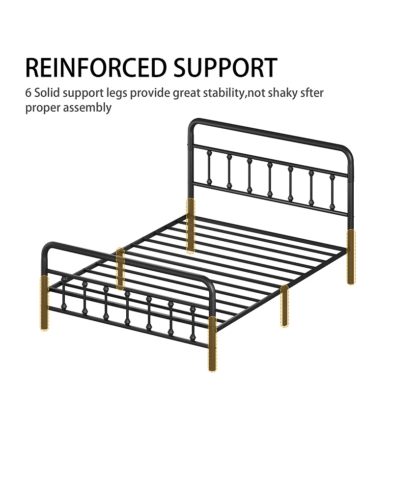 Streamdale Furniture Metal Bed Frame, Full Size, Headboard, Under Bed Storage