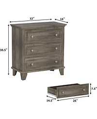 gaomon 3-Drawer Dresser, Wooden Storage Chest with Metal Handles, Modern Small Storage Cabinet
