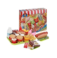 Bruce & Shark 30-Piece Pretend Play Fast Food Set for Kids with Hamburger, Fries, Hot Dog & Waffle