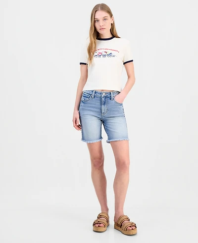 Celebrity Pink Women's Mr. Basic Bermuda Mid-Rise Shorts