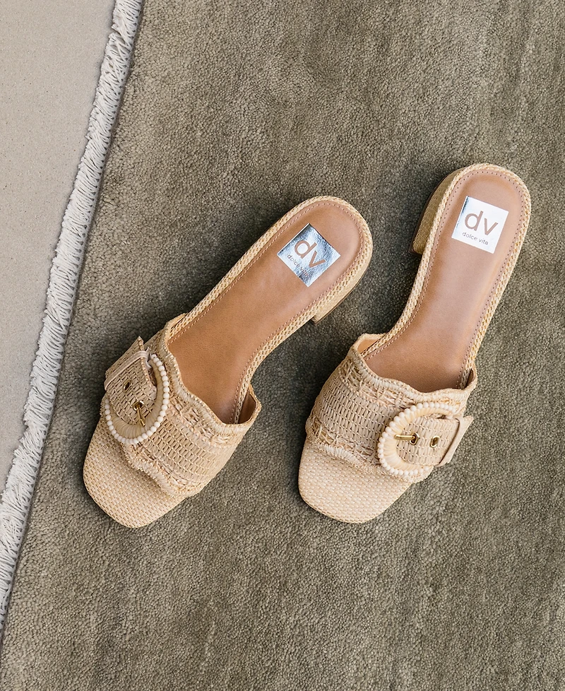 Dv Dolce Vita Women's Nillz Buckle Slide Low Block Heel Dress Sandals