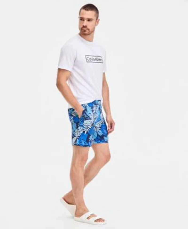 Calvin Klein Mens Short Sleeve Swim Rash Guard Quick Dry 7 Swim Trunks