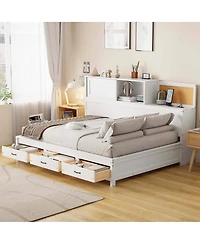 Streamdale Furniture Twin Size Wooden Daybed with 3 Storage Drawers & Usb Ports, White