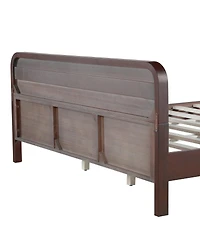 Streamdale Furniture Dark Walnut Queen Bed Frame with Solid Pine Wood Construction