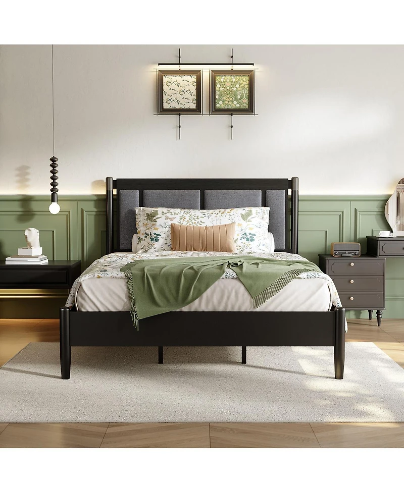Streamdale Furniture Solid Wood Queen Bed, Heavy Duty Support