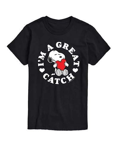 Airwaves Men's Peanuts Snoopy I'M A Great Catch Printed Short-Sleeve Graphic T-Shirt