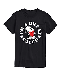 Airwaves Men's Peanuts Snoopy I'M A Great Catch Printed Short-Sleeve Graphic T-Shirt