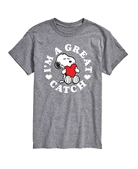 Airwaves Men's Peanuts Snoopy I'M A Great Catch Printed Short-Sleeve Graphic T-Shirt