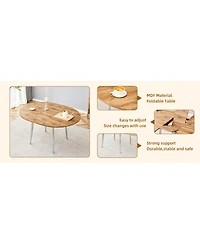 Streamdale Furniture Retractable Wood Grain Mdf Tabletop with Silver Metal Legs