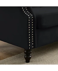 Streamdale Furniture Velvet Chesterfield Sofa with Rolled Arms & Nailhead Trim
