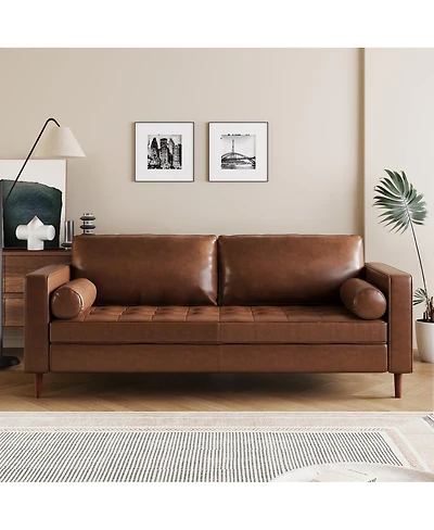 Streamdale Furniture Mid-Century Modern Tufted Sofa with Bolster Pillows