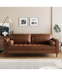 Streamdale Furniture Mid-Century Modern Tufted Sofa with Bolster Pillows