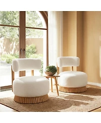 Streamdale Furniture Modern Farmhouse Armless Chair Set of 2, Wooden Base, Cozy Upholstered Chair