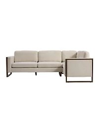 Streamdale Furniture L-Shaped Sectional Sofa - Modern Beige Fabric with Walnut Legs