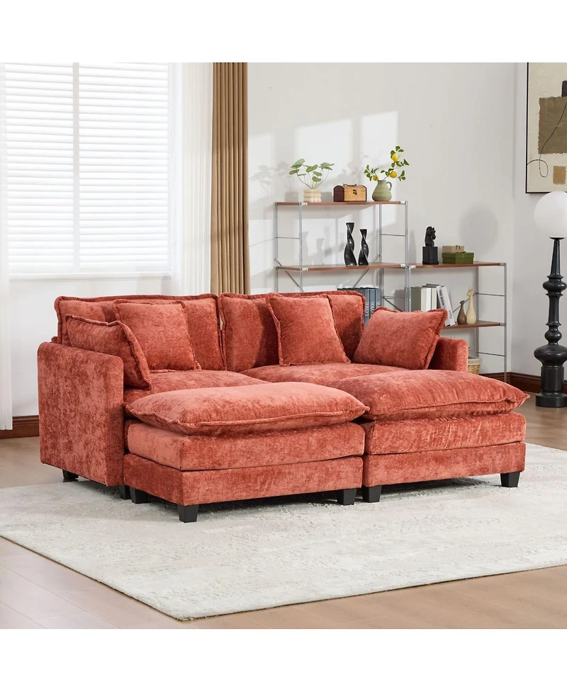Streamdale Cloud Sofa LoveSeat (No Ottoman), Modern Sectional Couch, Orange