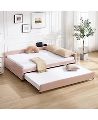 Streamdale Upholstered Daybed with Trundle (Pink)