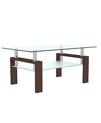 Streamdale Furniture Rectangle Glass Coffee Table, Clear, Modern Side Center Table
