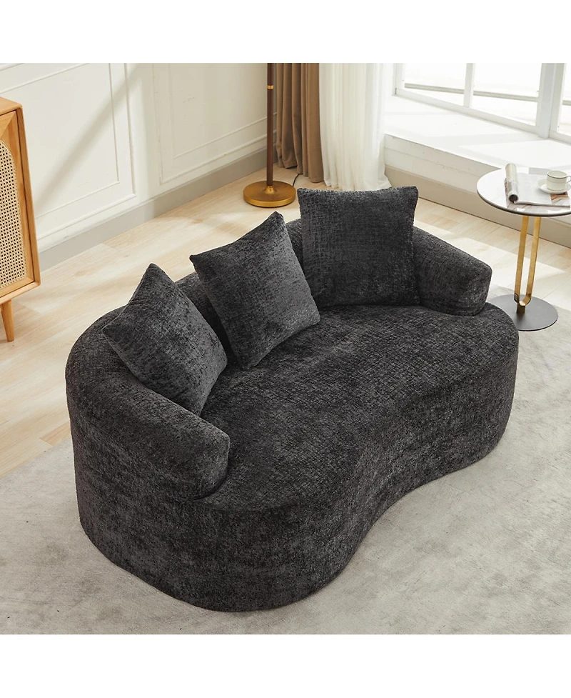 Streamdale Furniture Curved Loveseat with 3 Pillows, Deep Seat Couch for Apartment