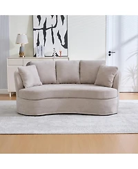 Streamdale Furniture 73.82" Wide Curved Sofa, Modern Plush Chenille Extra-Deep Seat, 4 Removable Cushions, Taupe