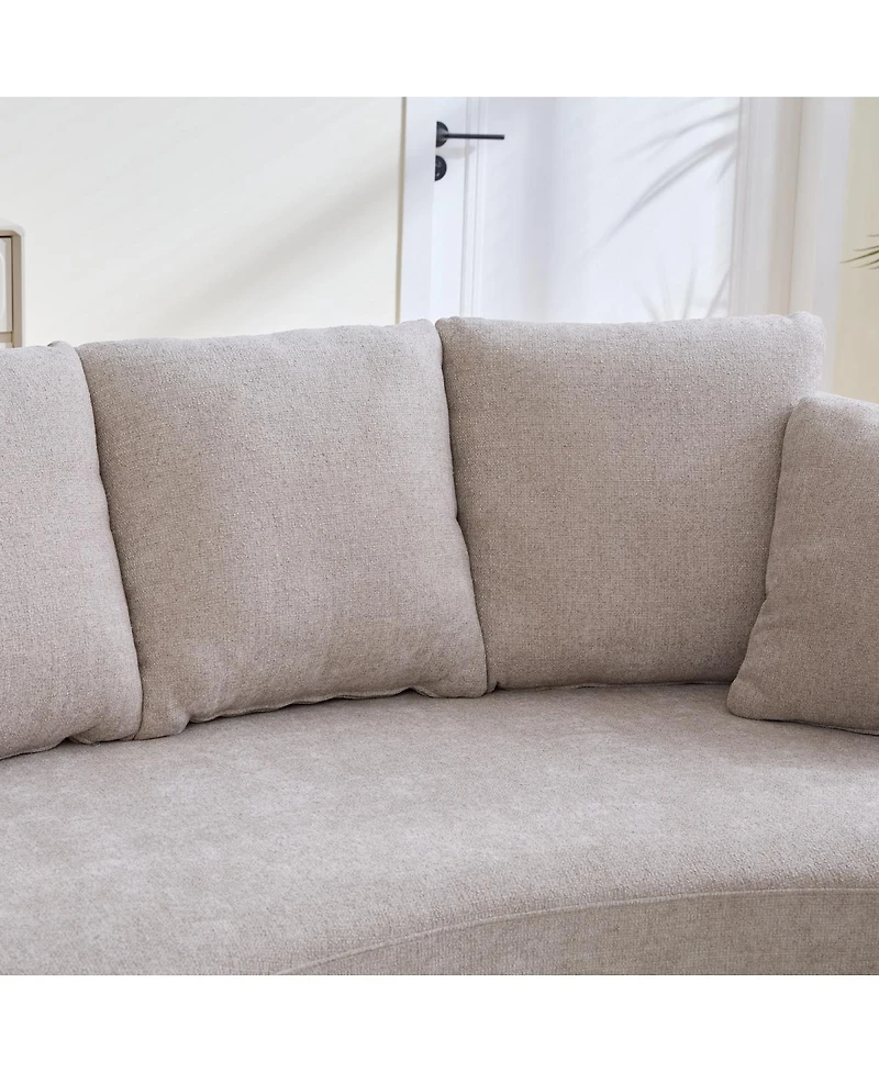 Streamdale Furniture 73.82" Wide Curved Sofa, Modern Plush Chenille Extra-Deep Seat, 4 Removable Cushions, Taupe