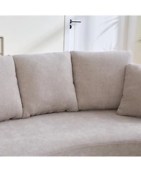 Streamdale Furniture 73.82" Wide Curved Sofa, Modern Plush Chenille Extra-Deep Seat, 4 Removable Cushions, Taupe