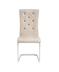 Streamdale Furniture Set of Retro Alligator Upholstered Dining Chairs with Crystal Buckle & Faux Leather