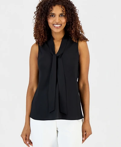 Kasper Women's Sleeveless Tie-Neck Top, Regular & Petite