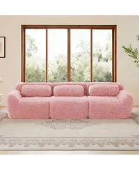 Streamdale Furniture 114" Soft Fluffy Plush Modular Sectional Sofa Couch w/ Ottoman
